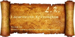 Lazarovits Krizosztom névjegykártya